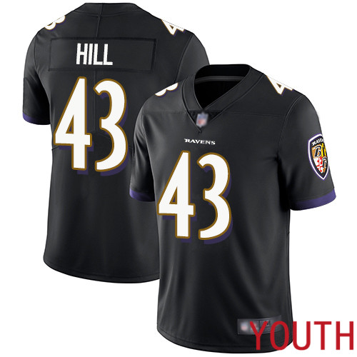 Baltimore Ravens Limited Black Youth Justice Hill Alternate Jersey NFL Football #43 Vapor Untouchable